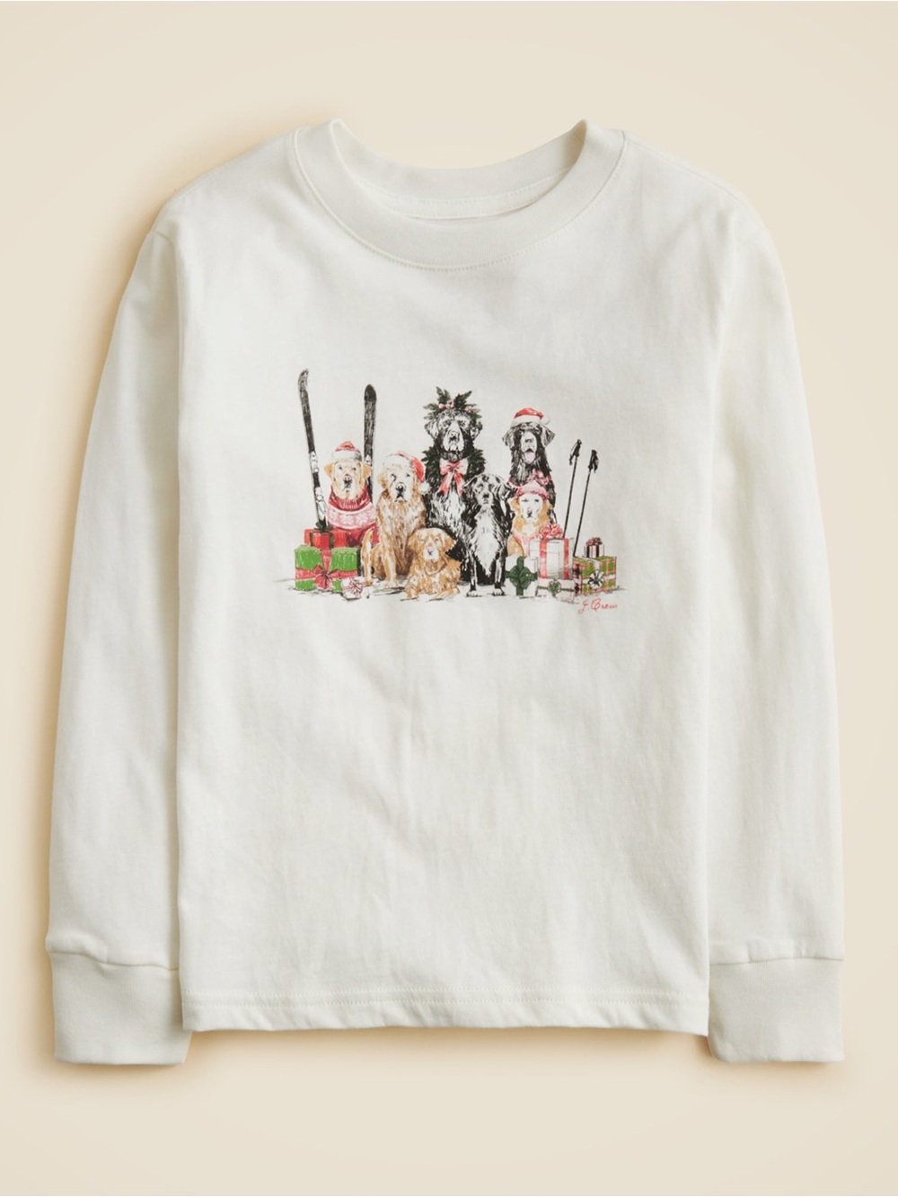 Jcrew Kids' long-sleeve holiday dogs graphic T-shirt XL (fits women's XS, S)